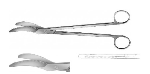 Епізіотомні ножиці вигнуті 1 зазубрене лезо 240 мм